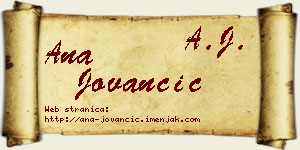Ana Jovančić vizit kartica